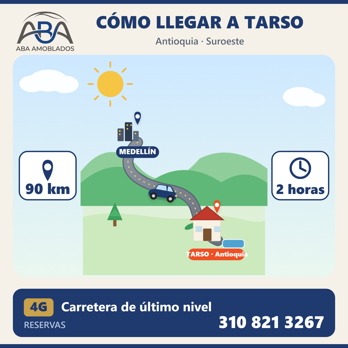 Cómo llegar a Tarso, Antioquia: 90 km, 2 horas desde Medellín
